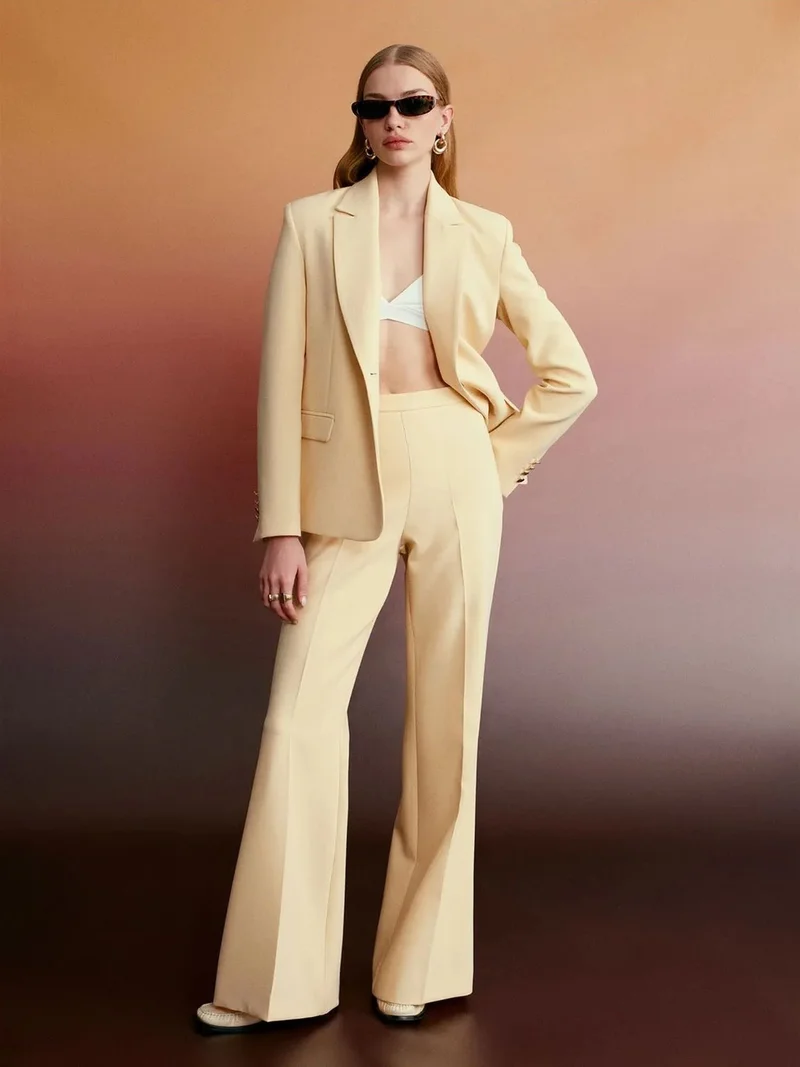 ديلفين Dilvin High-waist Pleated Flare Pants