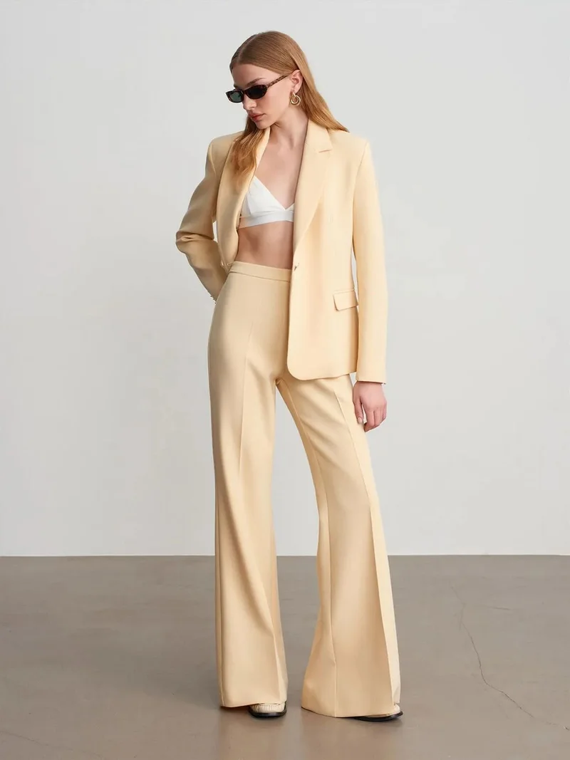 ديلفين Dilvin High-waist Pleated Flare Pants