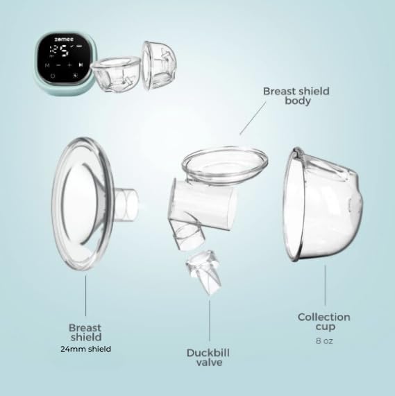 Zomee Wearable Two Silicone Hands Free Collection Cups, Holds up to 8 oz., 19mm 21mm and 24mm Soft Silicone Breast Shield Included, BPA and Phthalate Free - Image 4