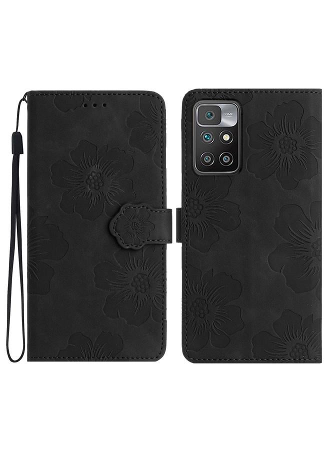 Case For Xiaomi Redmi 10 2022 Flower Embossing Pattern Leather Phone Case