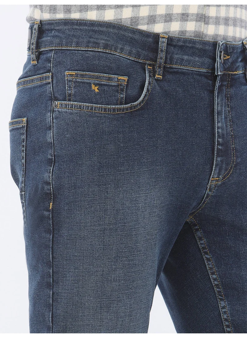 Kip Navy Blue Slim Fit Denim Trousers
