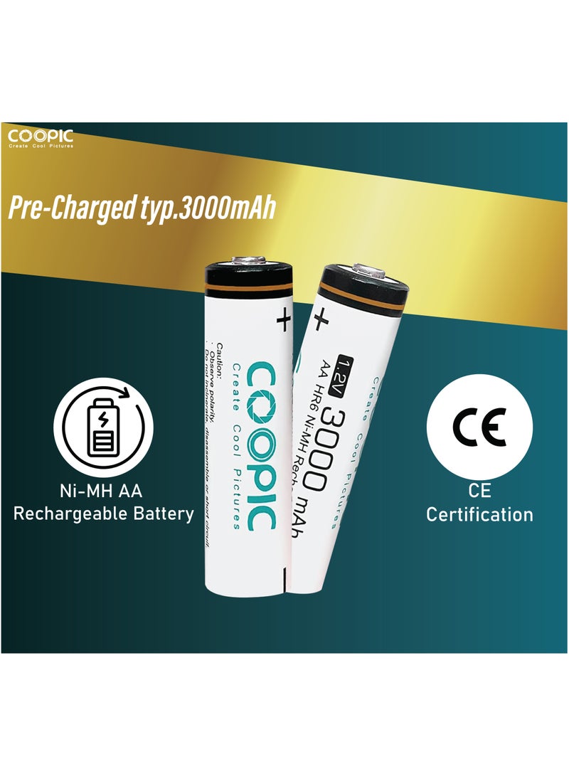 Coopic 2pcs 3000mAh AA HR6 Ni-MH Pre-charged type Rechargeable Battery - Image 4