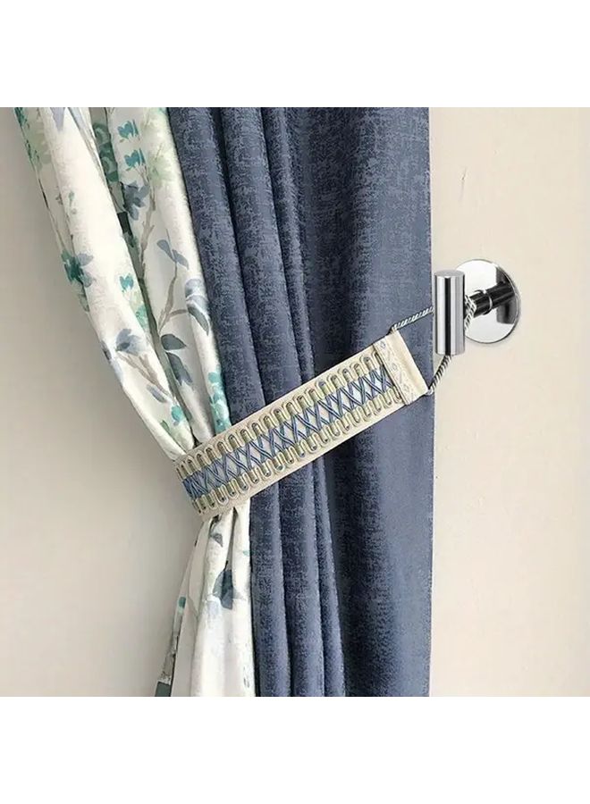 2pcs Black Self Adhesive Curtain Tie Back Hooks Modern Wall Mounted Home Decor - Image 5