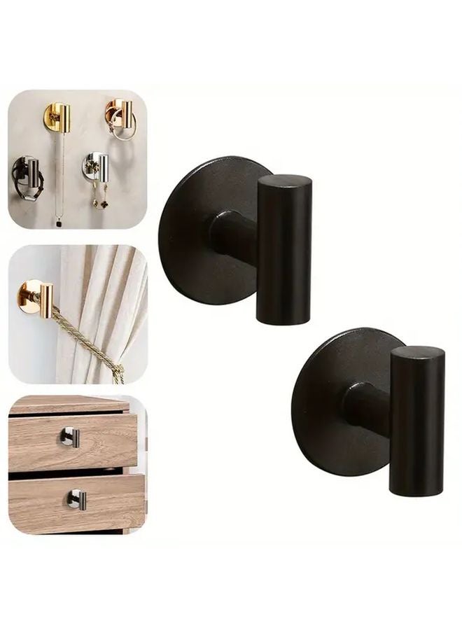 2pcs Black Self Adhesive Curtain Tie Back Hooks Modern Wall Mounted Home Decor - Image 1