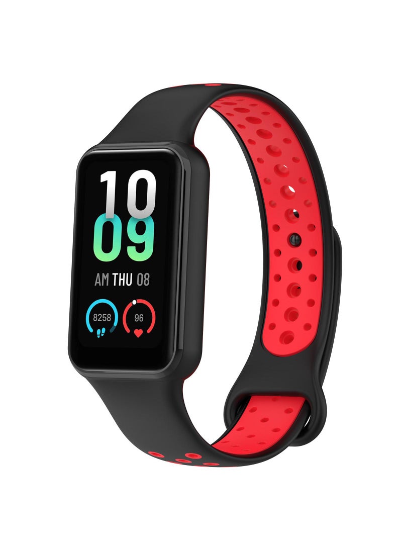 1 قطعة حزام ساعة لساعة Redmi Band 2/Xiaomi Band 8 Active باللون الأسود/الأحمر - Image 2
