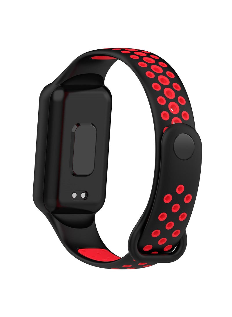 1 قطعة حزام ساعة لساعة Redmi Band 2/Xiaomi Band 8 Active باللون الأسود/الأحمر - Image 3