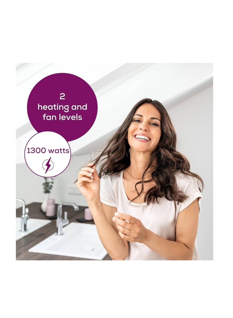 بيورير مجفف شعر بيورير HC 17، مجفف شعر صغير الحجم مع وظيفة قابلة للطي، مستويين للحرارة والنفخ، 1300 واط، حماية من الحرارة الزائدة وقطعة فم احترافية، مجفف شعر قابل للطي أثناء السفر مع حلقة تعليق - Image 3