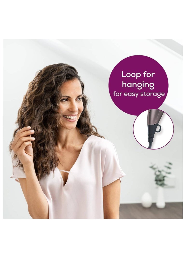 بيورير مجفف شعر بيورير HC 17، مجفف شعر صغير الحجم مع وظيفة قابلة للطي، مستويين للحرارة والنفخ، 1300 واط، حماية من الحرارة الزائدة وقطعة فم احترافية، مجفف شعر قابل للطي أثناء السفر مع حلقة تعليق - Image 2