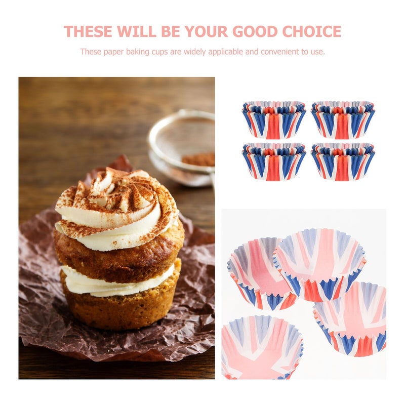 Union Jack أكواب ورقية قابلة للتحلل لحالات الكب كيك 100 قطعة بطانة المافن - Image 4