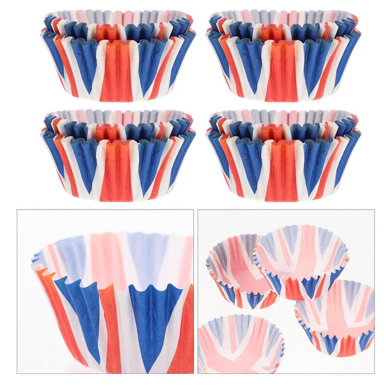 Union Jack أكواب ورقية قابلة للتحلل لحالات الكب كيك 100 قطعة بطانة المافن - Image 5