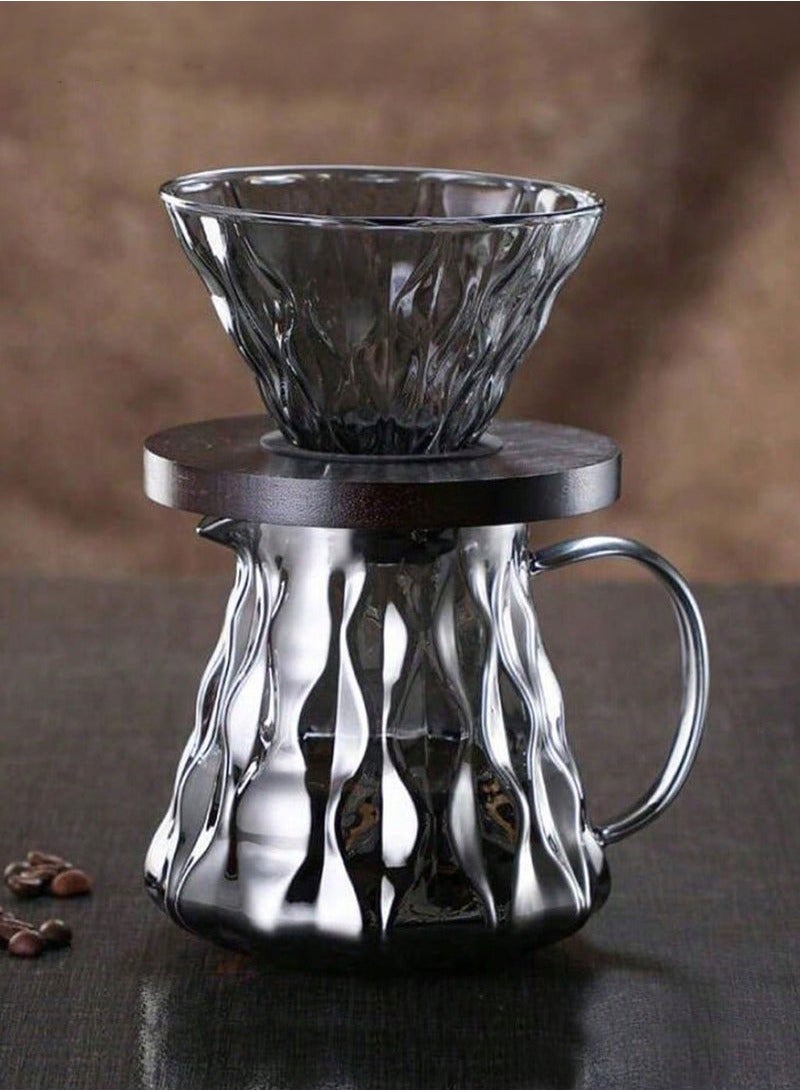 HOMESTAR Pour Over Coffee Maker 500ML Glass Carafe Dripper With Wooden Base Stand Drip Set for Home or Office  - Image 1
