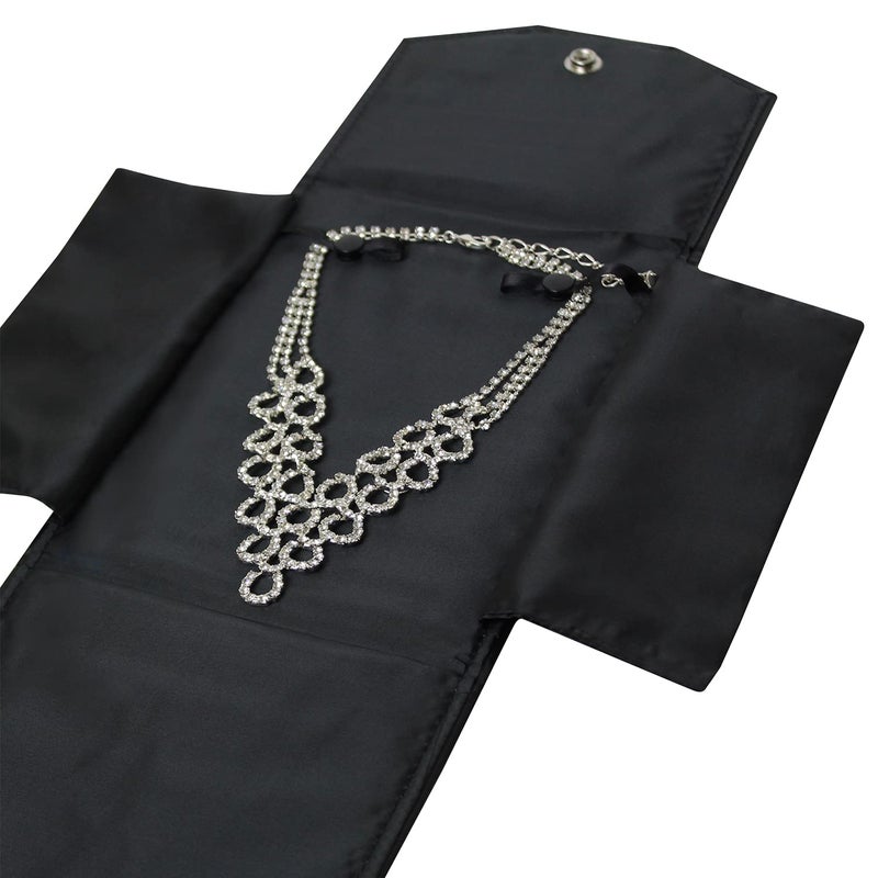 MOOCA Black Leatherette Travel Jewelry Organizer Necklace Storage Carrying Case Jewelry Display Case Necklace Folder - Image 5