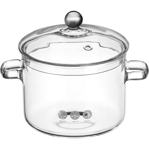 ERINGOGO Glass Soup Pot with Lid 64Oz Heat Resistant Borosilicate Cooking Pot for Electric Stove Transparent Simmer with Handle Multi-Functional Instant Noodle Bowl - Image 1