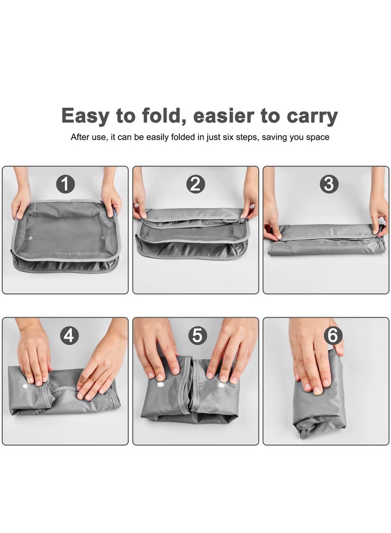 8 Pcs Travel Packing Organizer Bags Set Lightweight Luggage Cubes Gray - Image 4