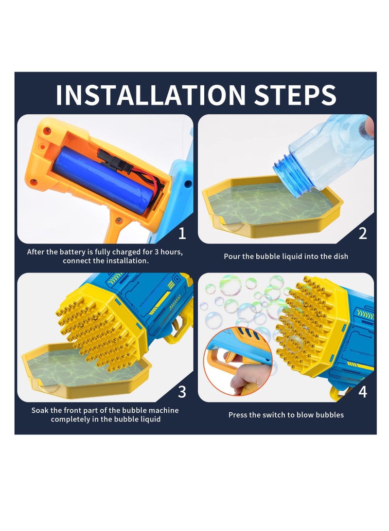 Excefore Bubble Machine 69 Hole Electric Huge Amount Bubble Maker Strong Tightness Bubble Blaster Bazooka Bubble Machine with Colorful Lights for Boys Girls Birthday Summer Outdoor Party Gift - Image 4