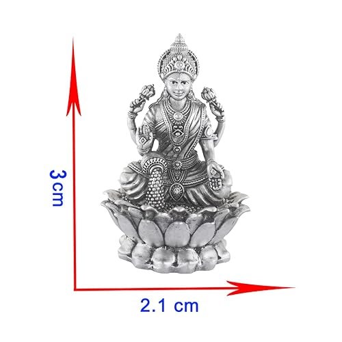 PRD CARATCAFE Silver Kamal Laxmi Murti for Car, Home & Office.Pure 925 Solid Chandi Metal Idol of Maa Lakshmi. Antique Gift Item for All Occasions & Festivals, Religious - Image 5