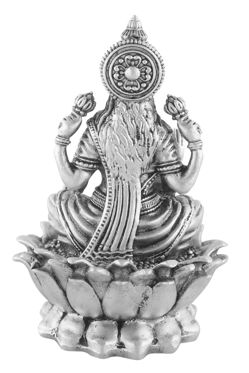 PRD CARATCAFE Silver Kamal Laxmi Murti for Car, Home & Office.Pure 925 Solid Chandi Metal Idol of Maa Lakshmi. Antique Gift Item for All Occasions & Festivals, Religious - Image 4
