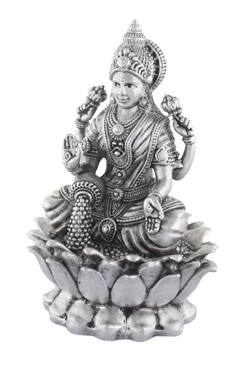 PRD CARATCAFE Silver Kamal Laxmi Murti for Car, Home & Office.Pure 925 Solid Chandi Metal Idol of Maa Lakshmi. Antique Gift Item for All Occasions & Festivals, Religious - Image 2