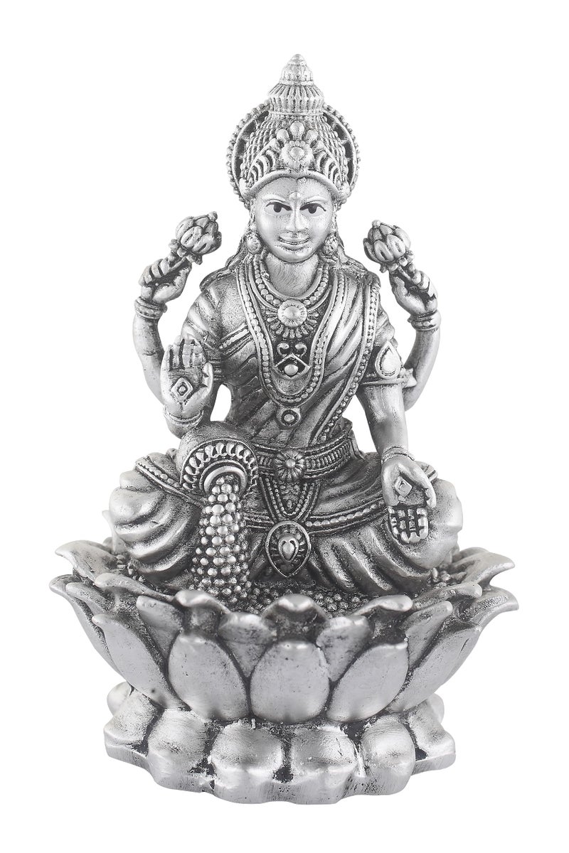 PRD CARATCAFE Silver Kamal Laxmi Murti for Car, Home & Office.Pure 925 Solid Chandi Metal Idol of Maa Lakshmi. Antique Gift Item for All Occasions & Festivals, Religious - Image 1