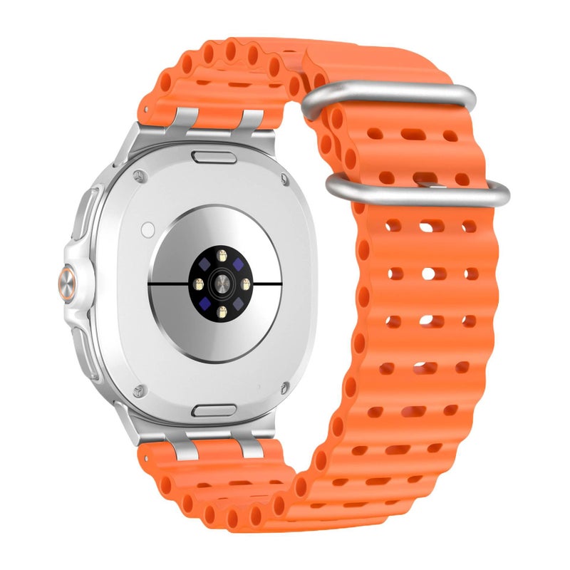 QX سوار ساعة ذكية رياضي من السيليكون متوافق مع Samsung Galaxy Watch 8 بملاءمة قابلة للتعديل وحزام ناعم للاستبدال اليومي باللون برتقالي قابل للتعديل - Image 1