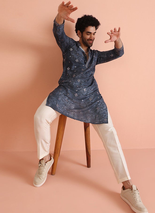 KISAH كيساه قميص رجال مزين بعمل مرآة بتصميم عادي - Image 1