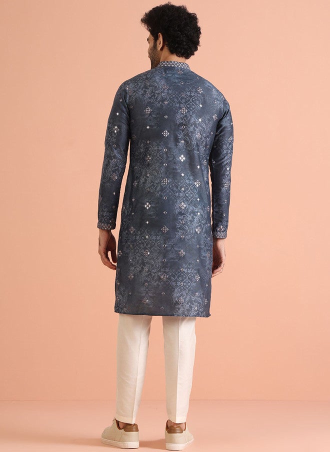 KISAH كيساه قميص رجال مزين بعمل مرآة بتصميم عادي - Image 5