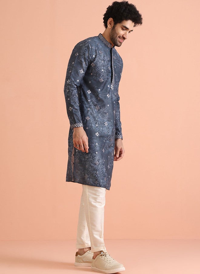 KISAH كيساه قميص رجال مزين بعمل مرآة بتصميم عادي - Image 4