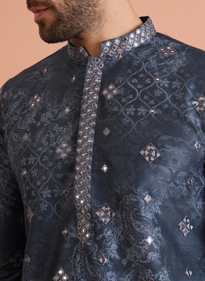 KISAH كيساه قميص رجال مزين بعمل مرآة بتصميم عادي - Image 3