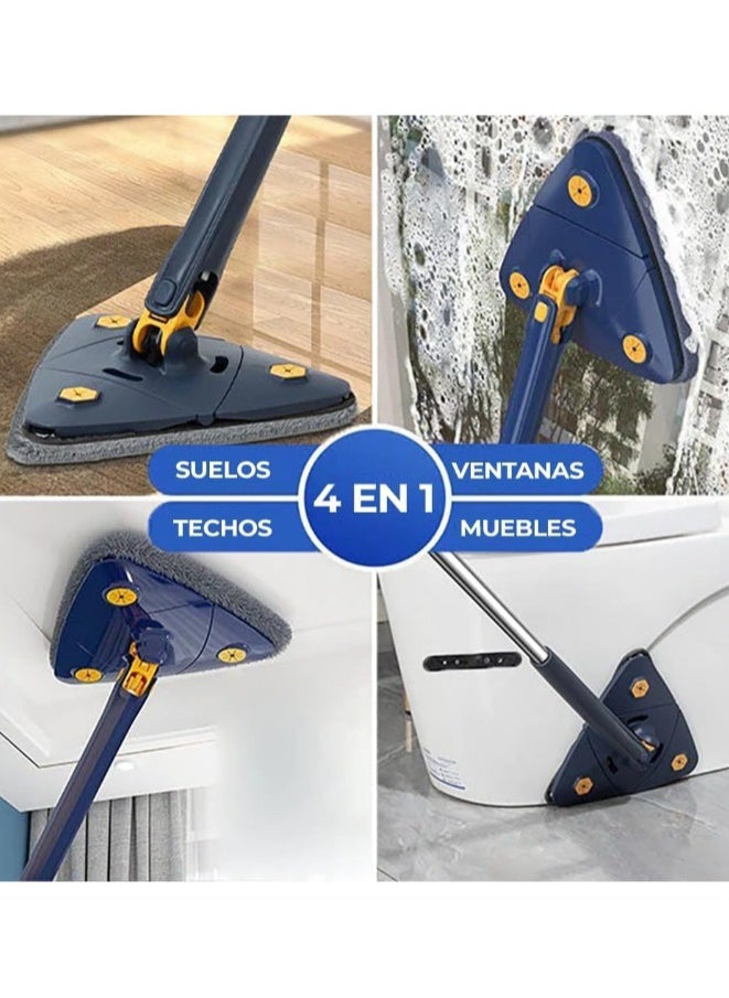 Denx 360° Rotatable Adjustable Reusable Triangle Mop with Long Handle  - Image 5