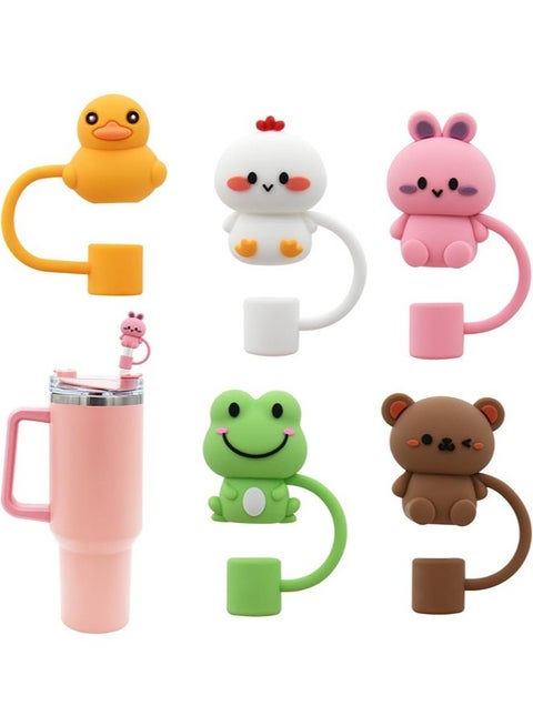 5Pcs Straw Cover Cap for Stanley Cup Silicone Straw Topper Compatible with 30&40 Oz Tumbler with Handle 10mm 0.4in Dust-Proof Reusable Straw Tips Lids