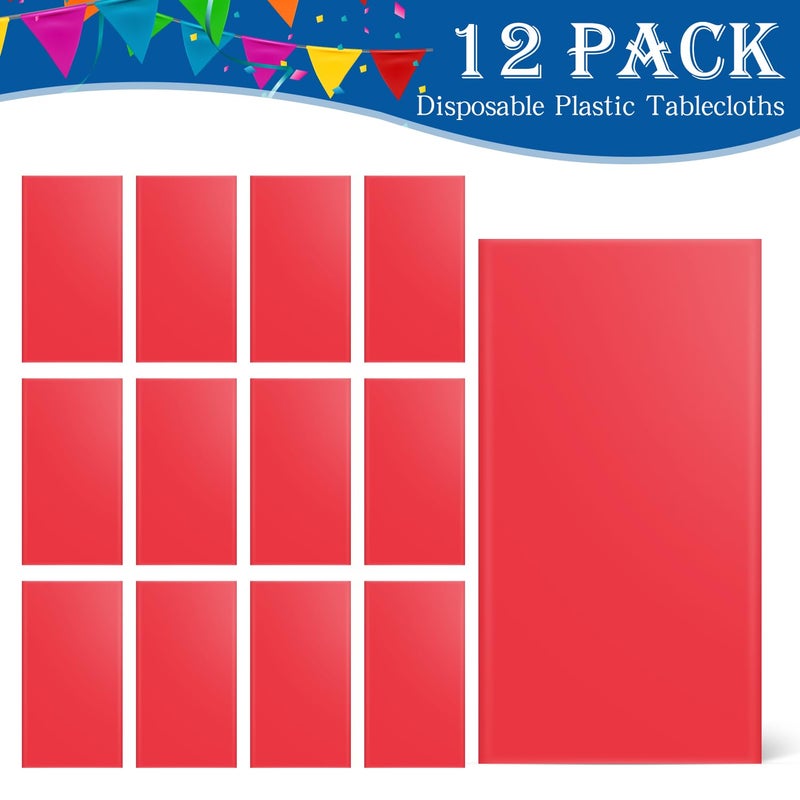 YSYJ 12 Pack Red 84 Inch Disposable Plastic Tablecloths Round Table Cloth Plastic Table Cover for Parties - Image 4