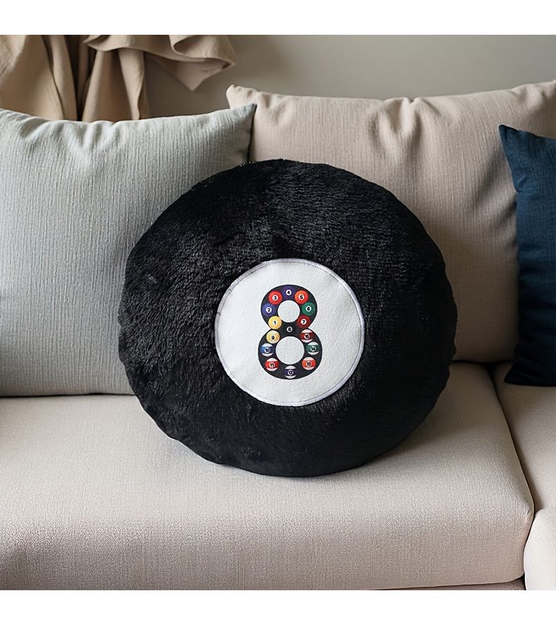 Black 8 Ball Billiard Pillow Soft Pool Ball Decor Fluffy For Dorm Living Room - Image 4