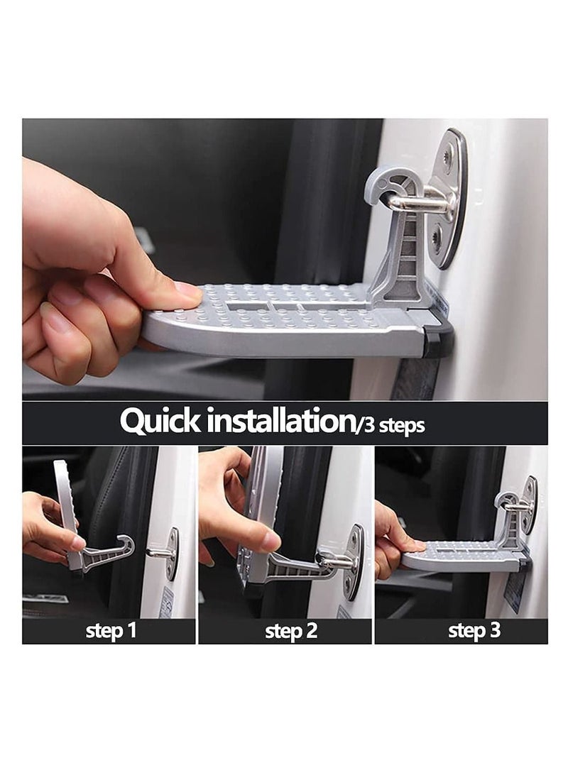 KASTWAVE Car Door Step, Car Latch Hook Door Step with Silicone Base, Multi-Functional Foldable Car Door Latch Hook Step Mini Foot Pedal Ladder, Assisting in Boarding The Roof - Image 2