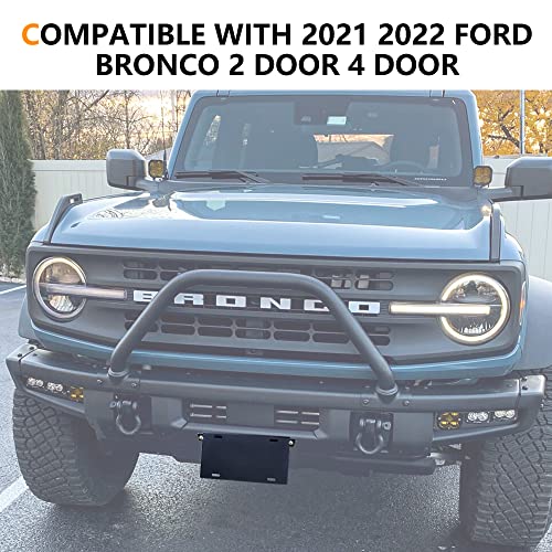 RERPRO إطار لوحة الترخيص الأمامي RERPRO لسيارة فورد برونكو 2021 2022 2023 2024 2025، ملحقات من سبائك الألمنيوم، حامل قوي لإطار لوحة الترخيص الأمامي، أسود - Image 4