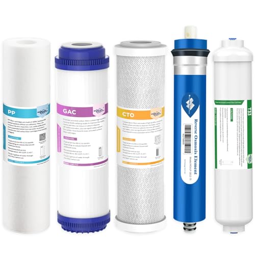 Membrane Solutions Reverse Osmosis Filter Replacement, 75 GPD Complete Replacement Filter Set For 10-inch Under Sink 5-Stage Reverse Osmosis Replacement Water Filter System - Image 1
