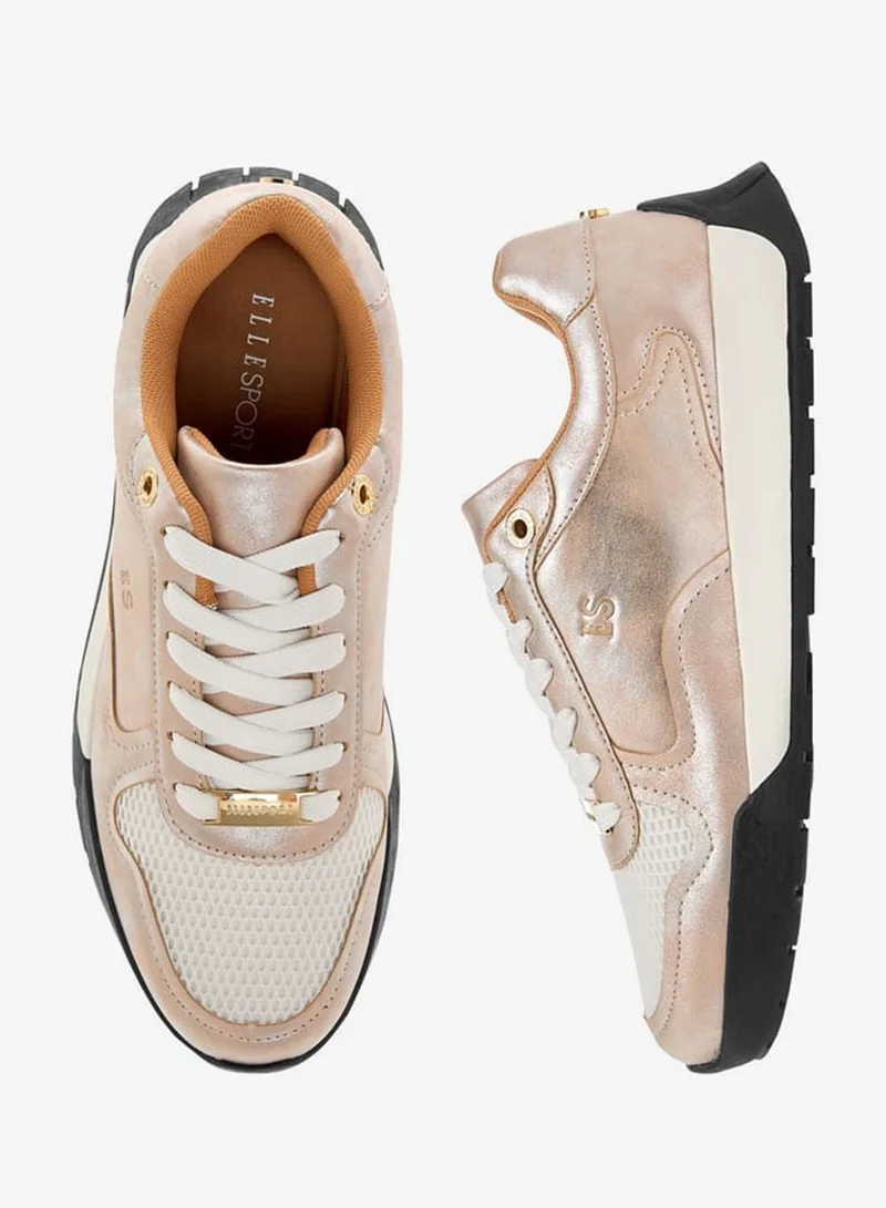ELLE Women's Panelled Sneakers with Lace-Up Closure