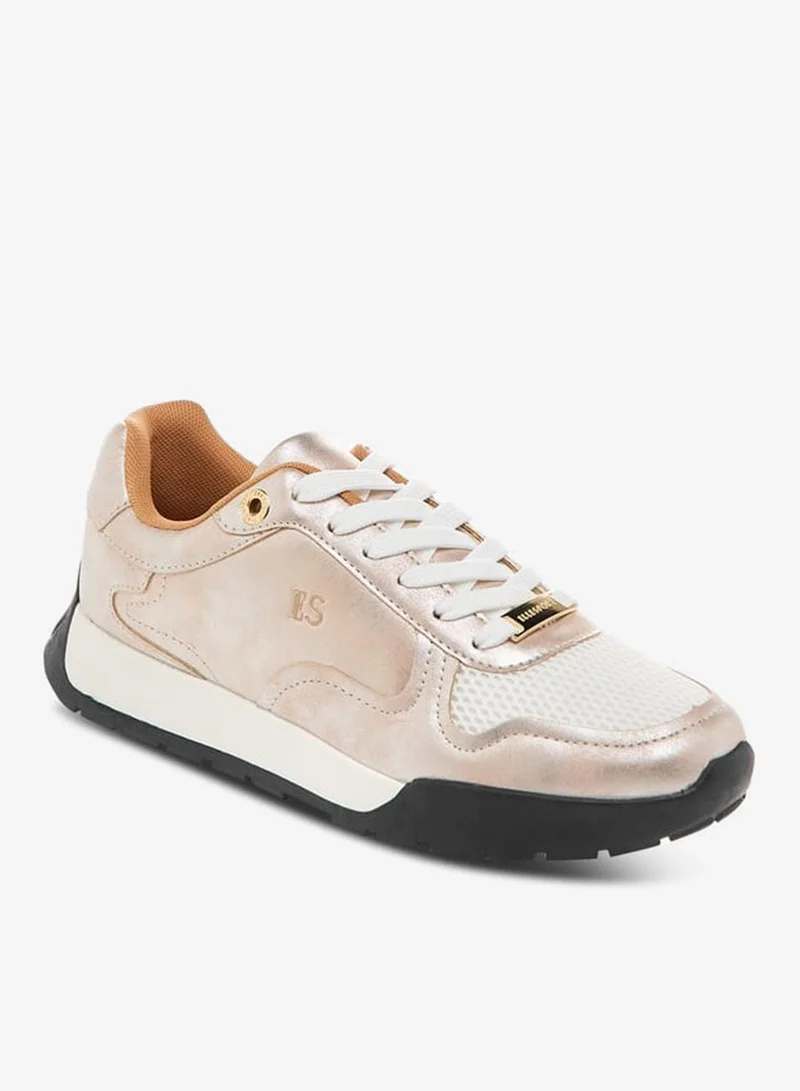 ELLE Women's Panelled Sneakers with Lace-Up Closure