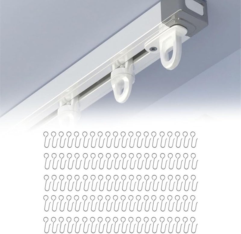 Silver Stainless Steel Curtain Hooks Rustproof Shower Track Hooks for Bathroom Bedroom Living Room - Image 4