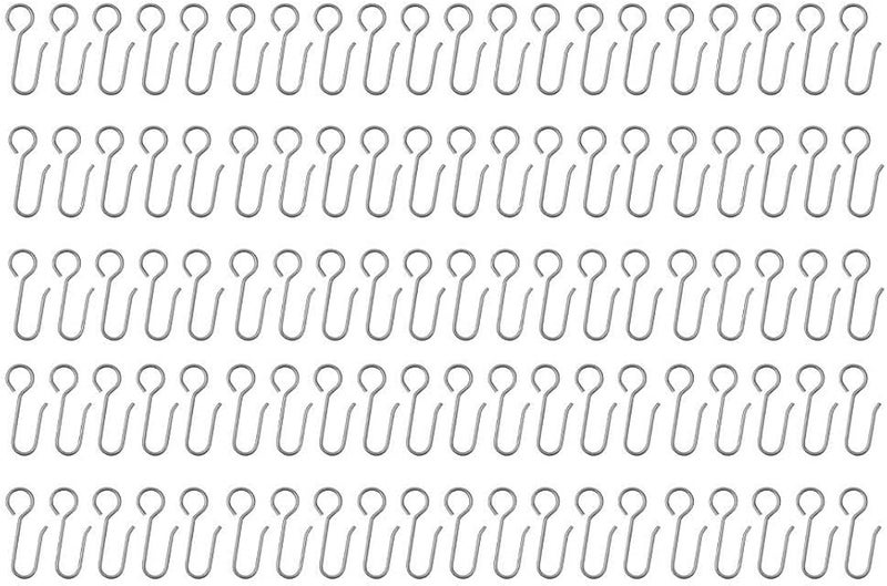 Silver Stainless Steel Curtain Hooks Rustproof Shower Track Hooks for Bathroom Bedroom Living Room - Image 1