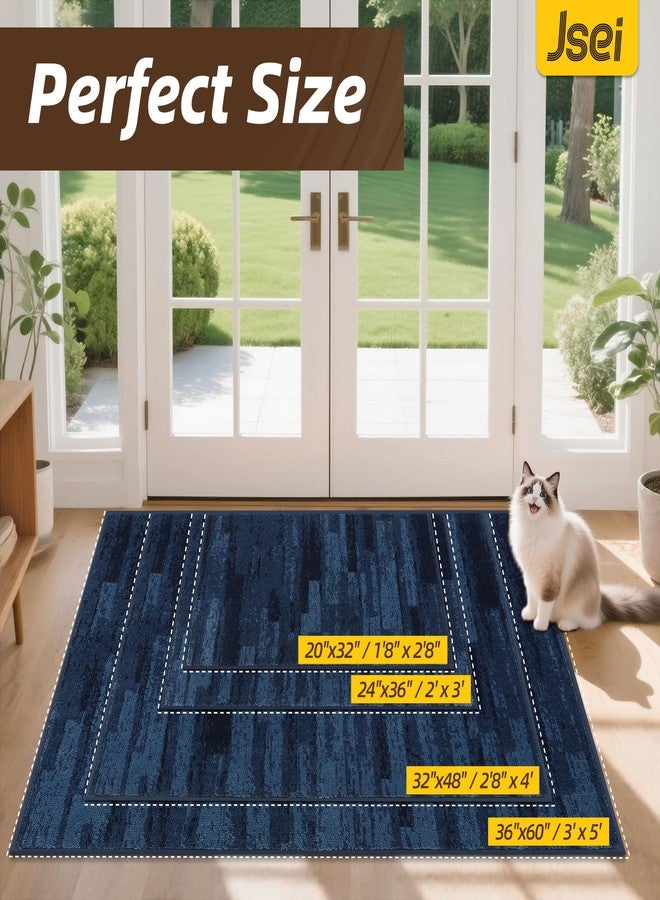 JSEI Dirt Trapper Door Mat 20"x32", Non-Slip Doormats Washable Entryway Mat, Welcome Floor Mat Absorbent Low Profile Dog Door Mats for Front Back Door, Wet Shoes & Paws, Blue - Image 2