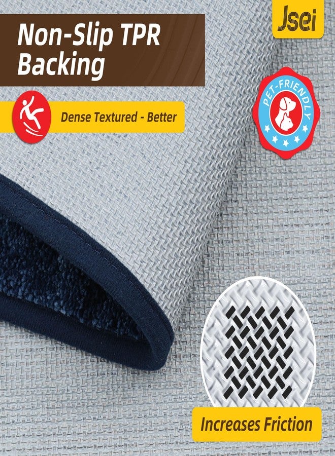 JSEI Dirt Trapper Door Mat 20"x32", Non-Slip Doormats Washable Entryway Mat, Welcome Floor Mat Absorbent Low Profile Dog Door Mats for Front Back Door, Wet Shoes & Paws, Blue - Image 5
