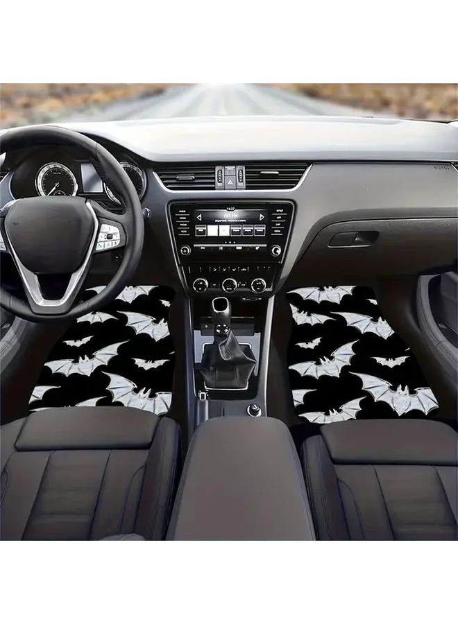 4 Pcs Bat Pattern Car Floor Mats Set Durable Polyester Full Coverage - Image 4