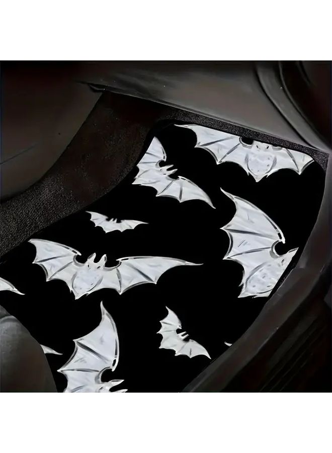 4 Pcs Bat Pattern Car Floor Mats Set Durable Polyester Full Coverage - Image 5
