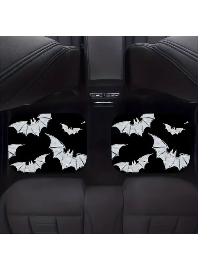 4 Pcs Bat Pattern Car Floor Mats Set Durable Polyester Full Coverage - Image 2