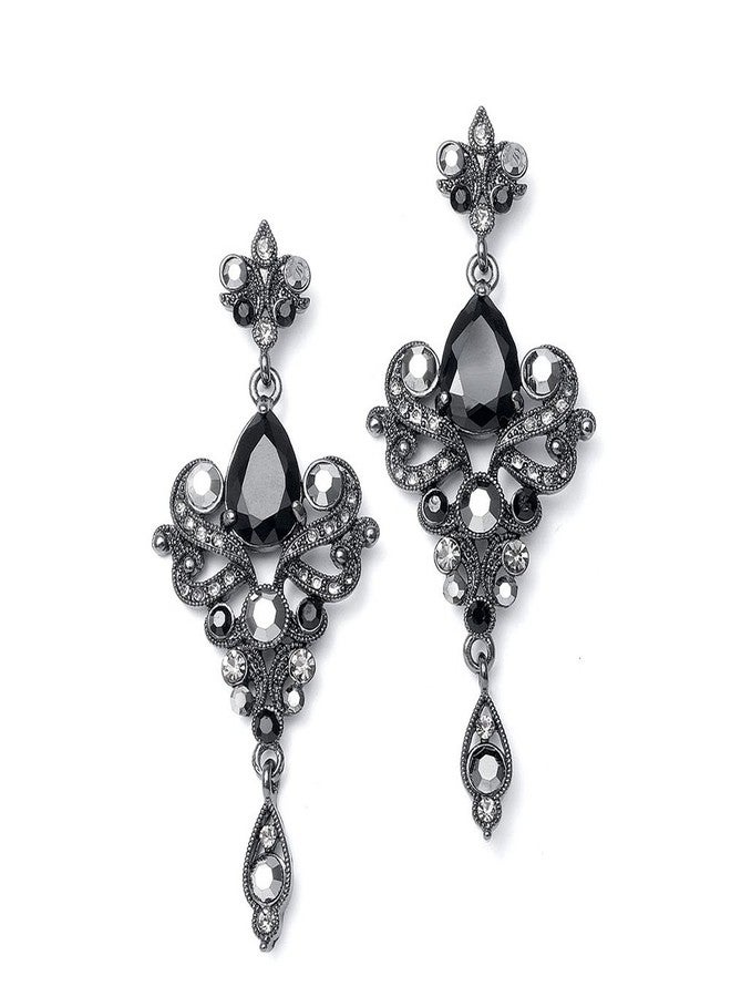 Mariell Vintage Black and Grey Crystal & CZ Chandelier Dangle Earrings for Fashion, Prom, Bridesmaids - Image 1