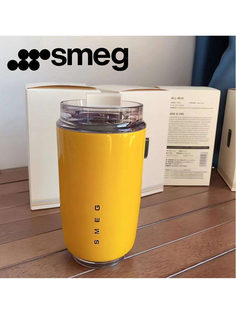 smeg - 320ML Beverage Cup Travel Portable Car Drinking Cup Stainless Steel Vacuum Leak proof 320ML Coffee Thermos（yellow） - Image 1