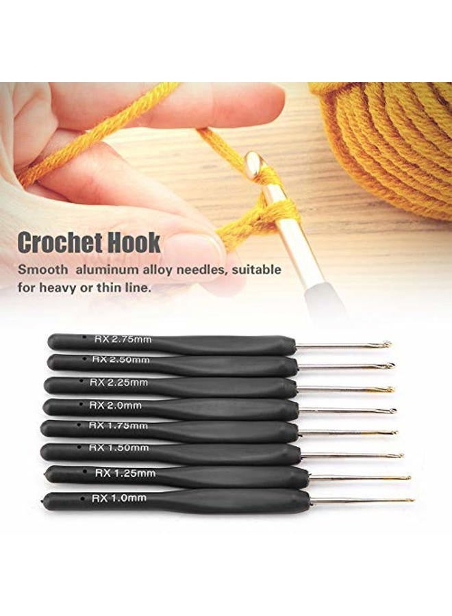 Hilitand 8Pcs Black Fine Soft Handle Crochet Hooks Set, 1mm 1.25mm 1.5mm 1.75mm 2mm 2.25mm 2.5mm 2.75mm Plastic Knitting Crochet Hooks Ergonomic - Image 3