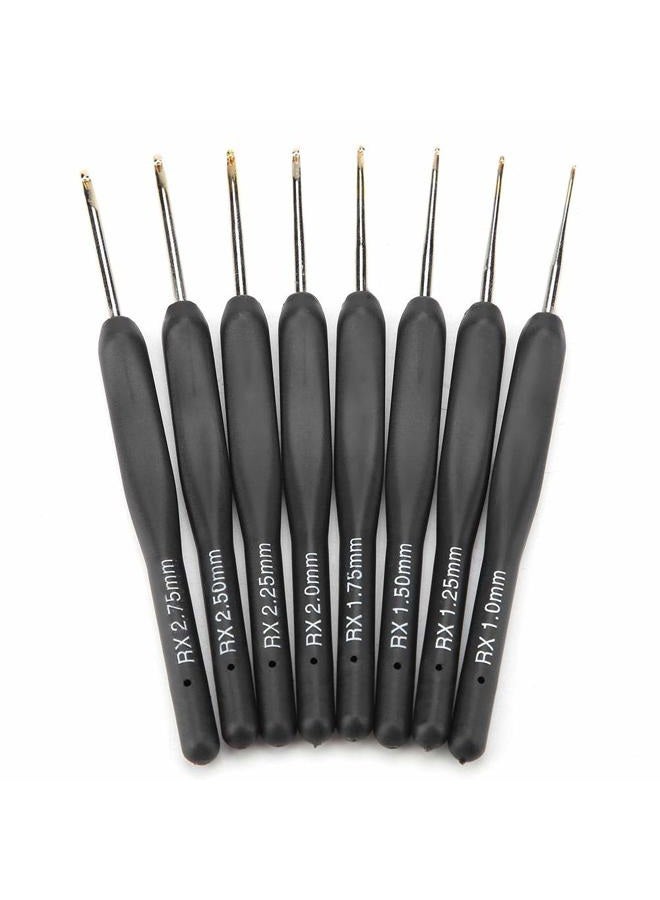 Hilitand 8Pcs Black Fine Soft Handle Crochet Hooks Set, 1mm 1.25mm 1.5mm 1.75mm 2mm 2.25mm 2.5mm 2.75mm Plastic Knitting Crochet Hooks Ergonomic - Image 1