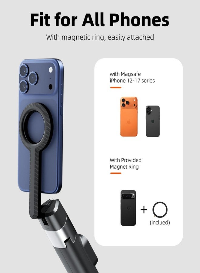TODI 60" Magnetic Tripod for iPhone,Mini Magnetic Selfie Stick Magnetic Selfie Stick Compatible with iPhone 12-17 Series with Metal Ring - Image 3