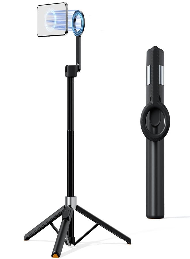 TODI 60" Magnetic Tripod for iPhone,Mini Magnetic Selfie Stick Magnetic Selfie Stick Compatible with iPhone 12-17 Series with Metal Ring - Image 1